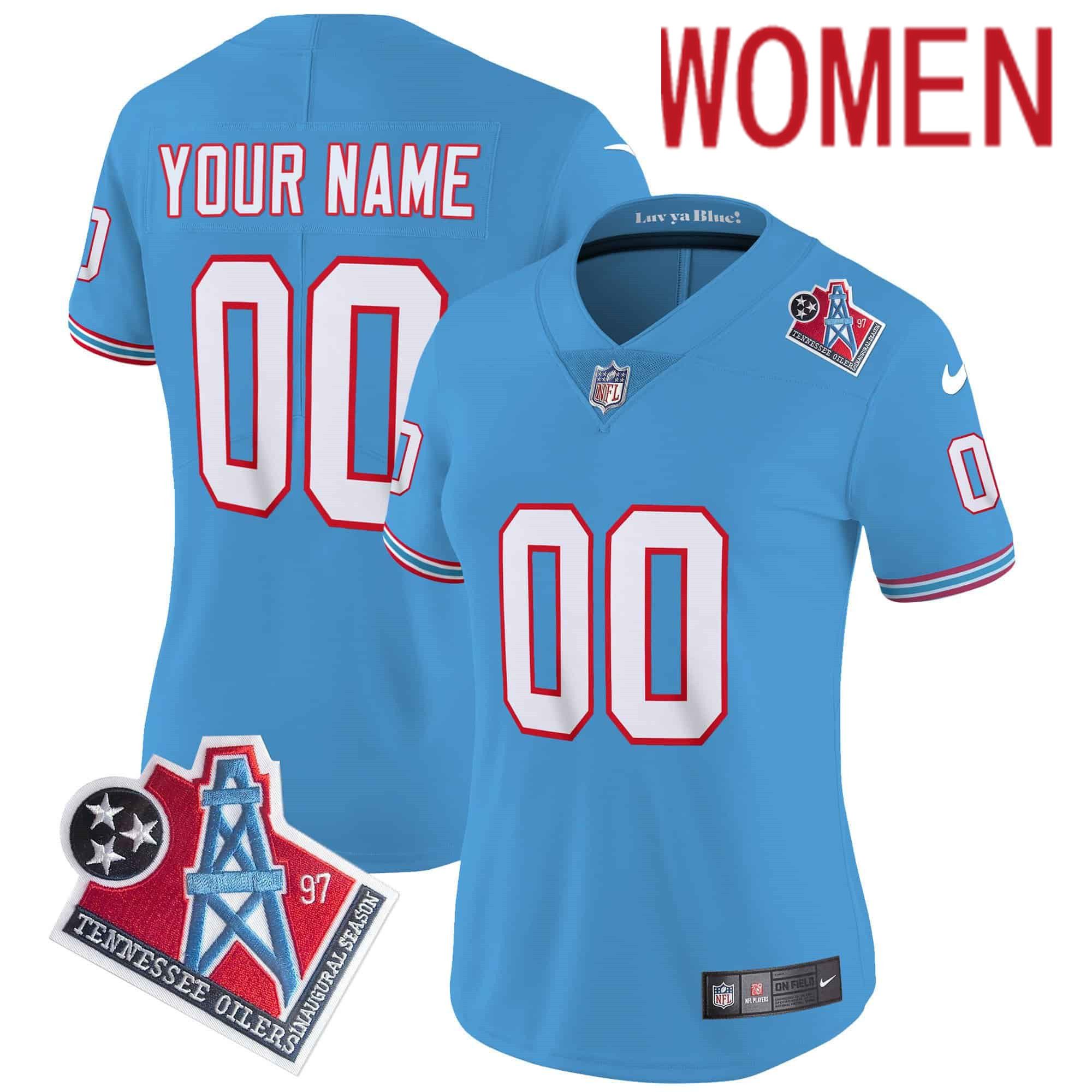 Women Tennessee Titans Light Blue 1997 Throwback 2024 Nike Limited Vapor Custom NFL Jersey